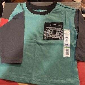 Green and Gray Long Sleeve Shirt with Car Design